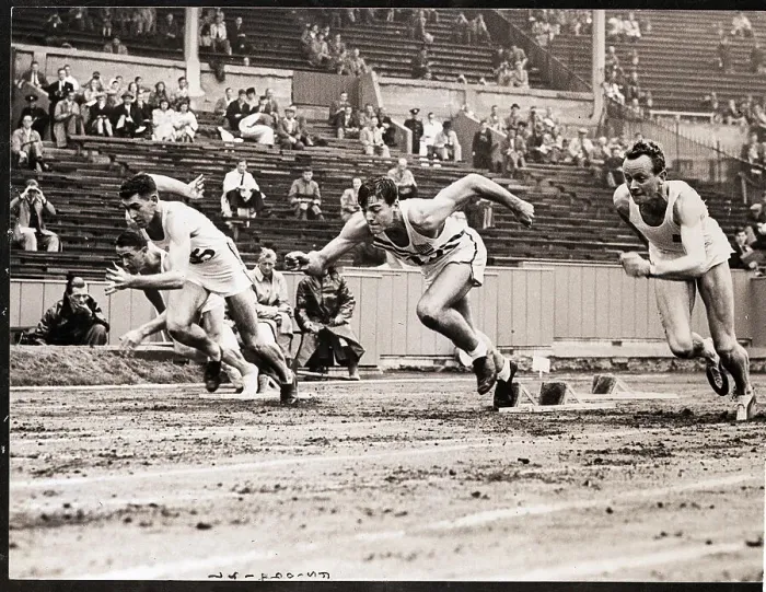 Framed Print : Men Starting 100 Meter Track Race Framed Print : Men Starting 100 Meter Track Race