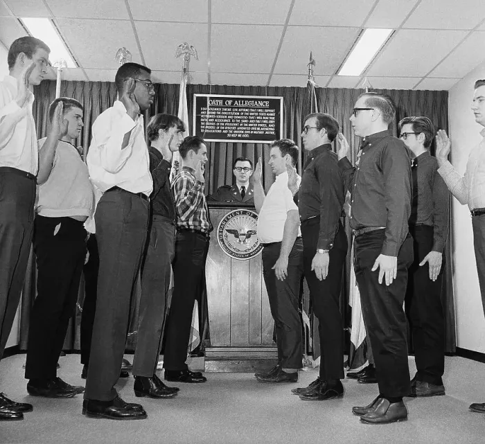 Framed Print : Men Being Sworn Into the Army Framed Print : Men Being Sworn Into the Army