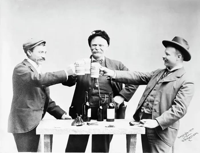 Framed Print : Men Toasting with Beer Framed Print : Men Toasting with Beer
