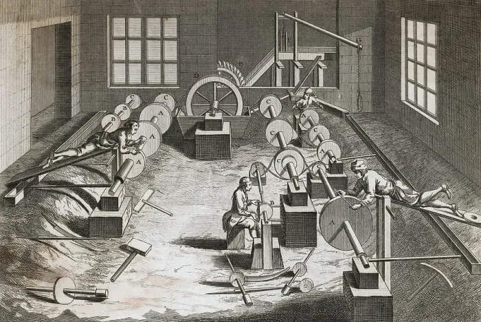 Framed Print : Men Utilizing Factory Machinery Framed Print : Men Utilizing Factory Machinery