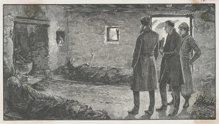 Framed Print : Men Visiting Sick Woman Framed Print : Men Visiting Sick Woman