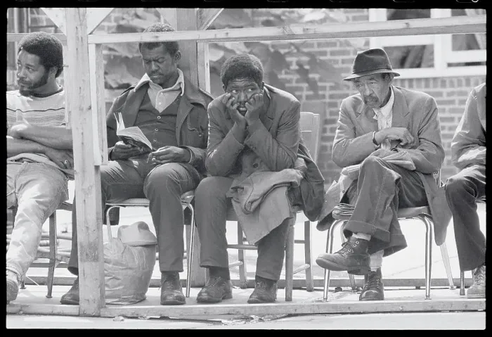 Framed Print : Men Waiting in Line Framed Print : Men Waiting in Line