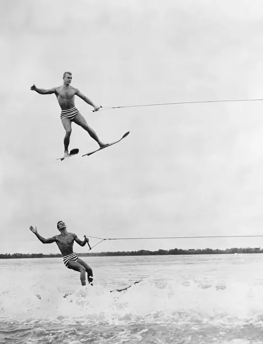 Framed Print : Men Water Skiing Framed Print : Men Water Skiing