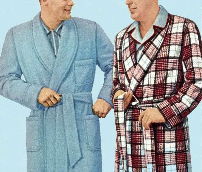 Framed Print : Two Men Wearing Bathrobes Framed Print : Two Men Wearing Bathrobes