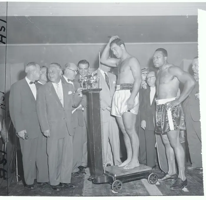 Framed Print : Men Weighing in Rocky Marciano Framed Print : Men Weighing in Rocky Marciano