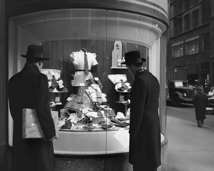 Framed Print : Men Window Shopping Framed Print : Men Window Shopping