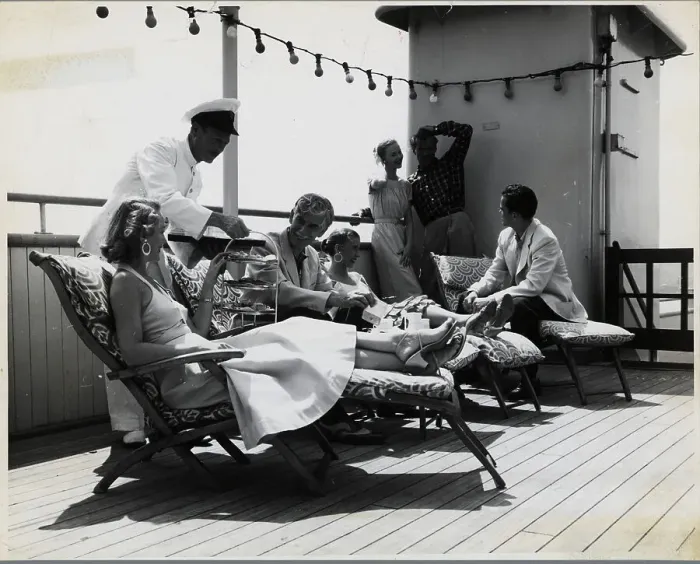 Framed Print : Men and Women on Boat Deck Framed Print : Men and Women on Boat Deck