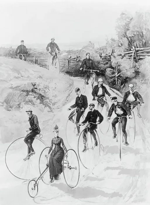 Framed Print : Men and Women Riding Bicycles Framed Print : Men and Women Riding Bicycles