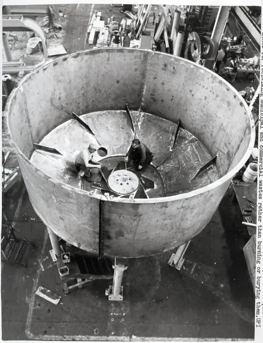 Framed Print : Men Work In Huge Vat W / Blades On Rotor Framed Print : Men Work In Huge Vat W / Blades On Rotor