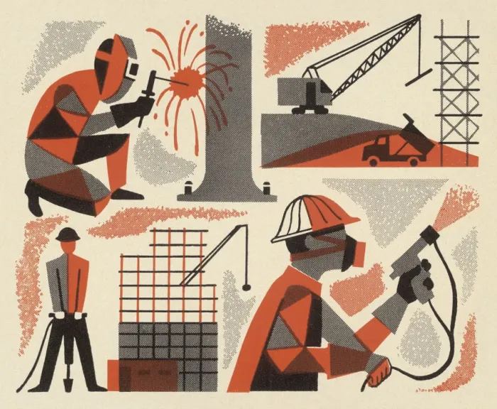 Framed Print : Men Working