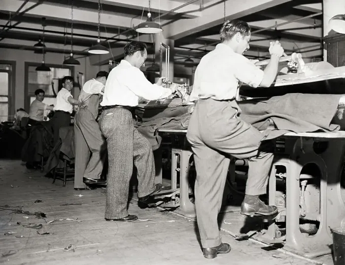 Framed Print : Men Working On Army Coat Order Framed Print : Men Working On Army Coat Order