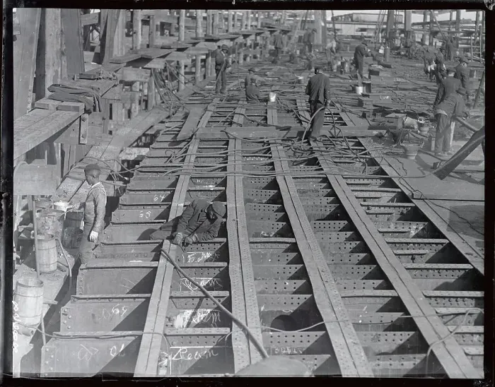 Framed Print : Men Working on Battleship Framed Print : Men Working on Battleship