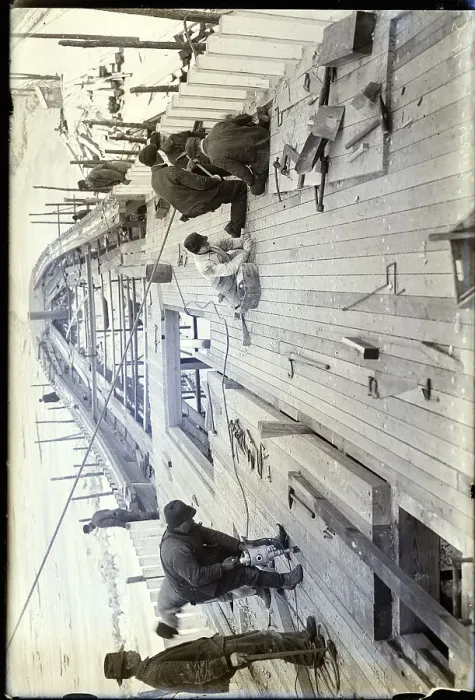 Framed Print : Men Working On Boat Deck Framed Print : Men Working On Boat Deck