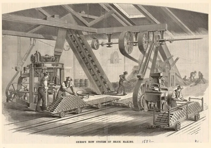 Framed Print : Men Working in Brick Factory Framed Print : Men Working in Brick Factory
