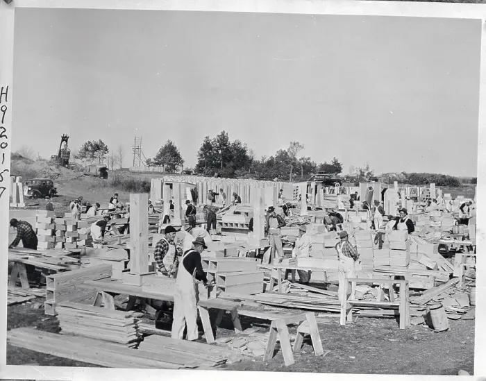 Framed Print : Men Working on Building Framed Print : Men Working on Building