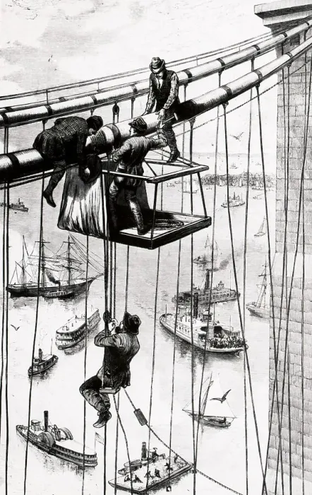 Framed Print : Men Working; Building The Brooklyn Bridg Framed Print : Men Working; Building The Brooklyn Bridg