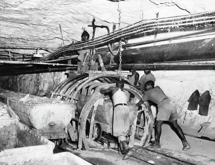 Framed Print : Men Working Inside Gold Mine Framed Print : Men Working Inside Gold Mine