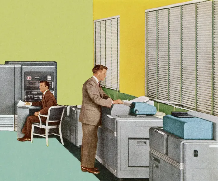 Framed Print : Men Working in Office Framed Print : Men Working in Office
