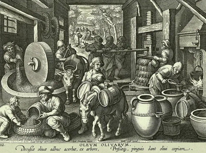 Framed Print : Men Working on Olive Presser Framed Print : Men Working on Olive Presser
