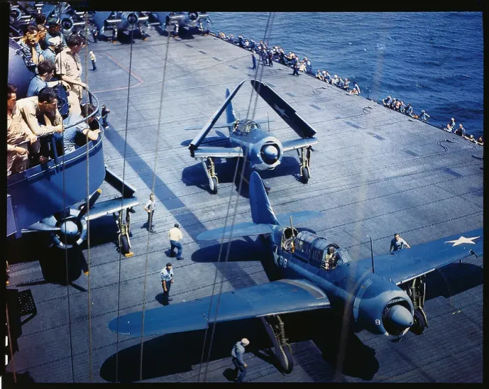 Framed Print : Men Working Around Plane on Ship Deck Framed Print : Men Working Around Plane on Ship Deck