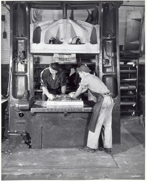Framed Print : Men Working On A Press; Heavy Equipment