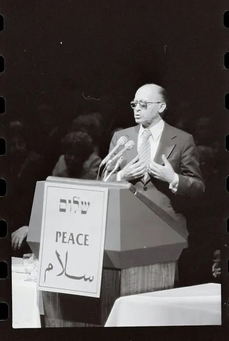 Framed Print : Menachem Begin Addressing; Gesturing Framed Print : Menachem Begin Addressing; Gesturing