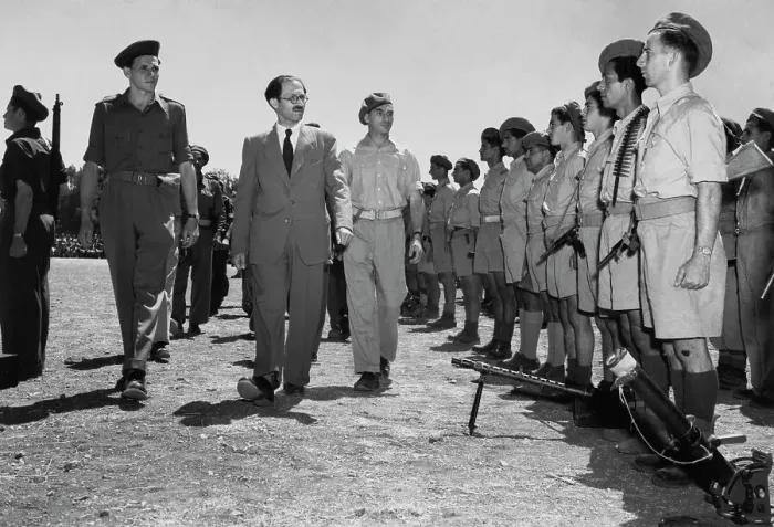 Framed Print : Menachem Begin Inspecting Irgun Zvai Leumi Framed Print : Menachem Begin Inspecting Irgun Zvai Leumi