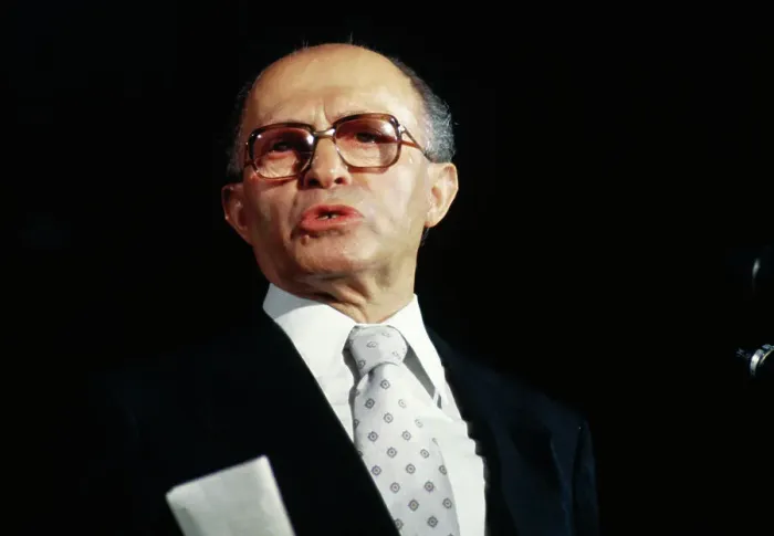 Framed Print : Menachem Begin Speaking to Press Framed Print : Menachem Begin Speaking to Press