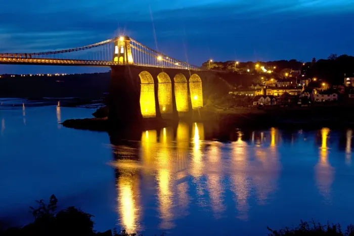 Framed Print : Menai Bridge in the Blue Hr Framed Print : Menai Bridge in the Blue Hr
