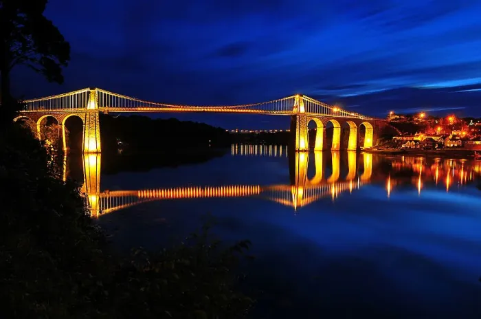 Framed Print : The Menai Bridge Reflections Framed Print : The Menai Bridge Reflections