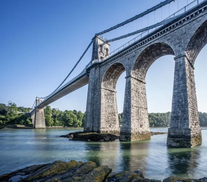 Framed Print : The Menai Suspension Bridge, built in 1826 by Thomas Telford Framed Print : The Menai Suspension Bridge, built in 1826 by Thomas Telford