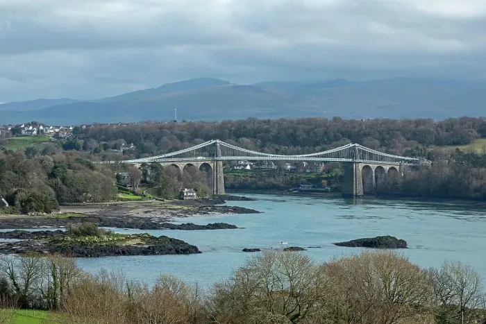 Framed Print : Menai Suspension Bridge, Menai Strait, LLanfair Pwllgwyngyll, Isle of Anglesey, Wales, United Kingdom, Europe Framed Print : Menai Suspension Bridge, Menai Strait, LLanfair Pwllgwyngyll, Isle of Anglesey, Wales, United Kingdom, Europe