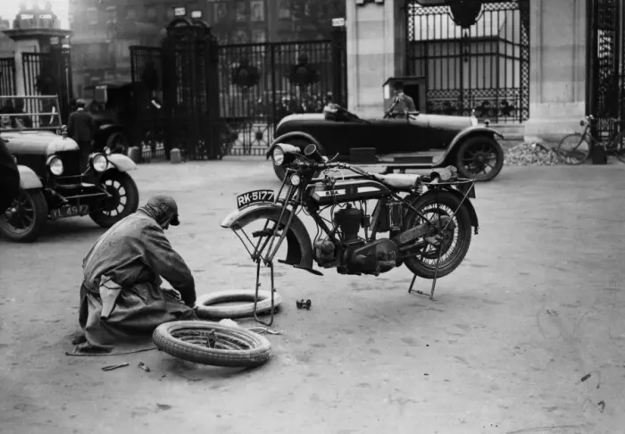 Framed Print : Mending Puncture Framed Print : Mending Puncture