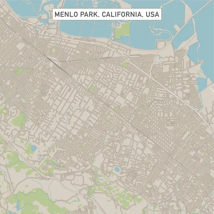 Framed Print : Menlo Park California US City Street Map Framed Print : Menlo Park California US City Street Map