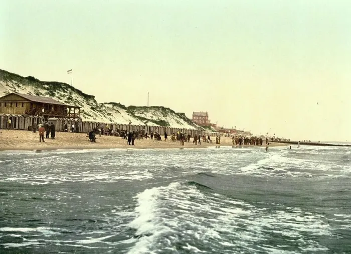 Framed Print : The Mens Beach on Sylt, Westerland, Schleswig-Holstein, Germany, Historic, digitally restored reproduction of a photochrome print from the 1890s Framed Print : The Mens Beach on Sylt, Westerland, Schleswig-Holstein, Germany, Historic, digitally restored reproduction of a photochrome print from the 1890s