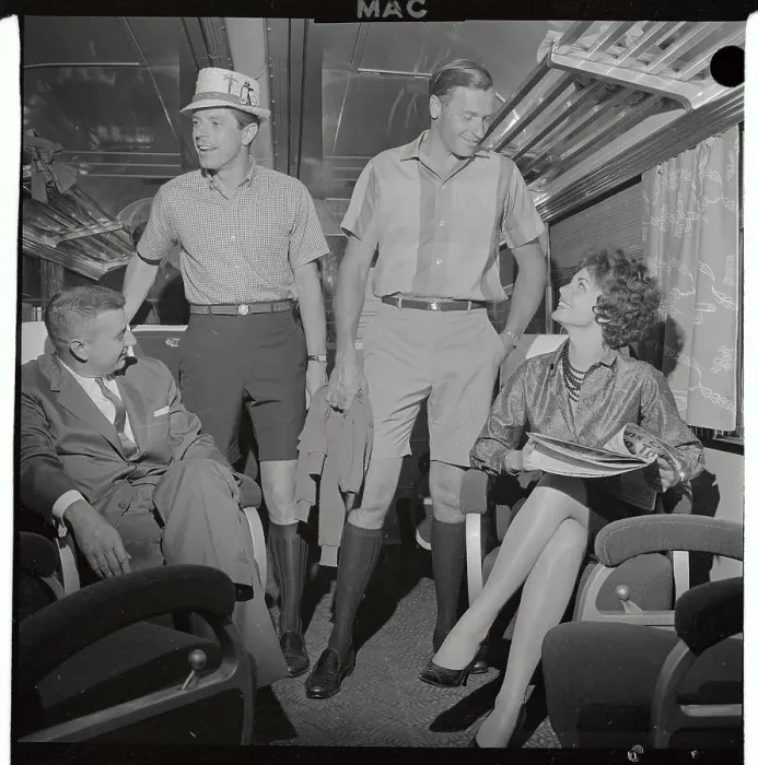 Framed Print : Men's Fashion Show on a Train Framed Print : Men's Fashion Show on a Train