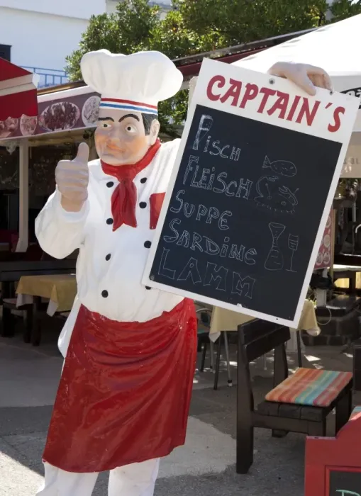 Framed Print : Menu board at a restaurant, Baska, Krk, Primorje-Gorski Kotar County, Croatia