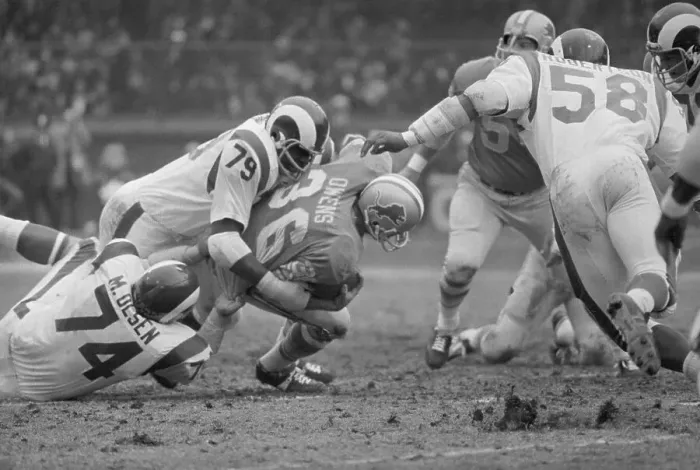 Framed Print : Merlin Olsen During Rams-Lions Game Framed Print : Merlin Olsen During Rams-Lions Game
