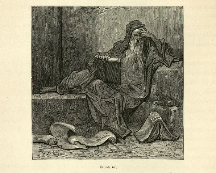 Framed Print : Merlin reading books on magic. Orlando Furioso Framed Print : Merlin reading books on magic. Orlando Furioso