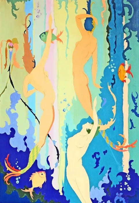 Framed Print : Three Mermaids Swimming Up Framed Print : Three Mermaids Swimming Up