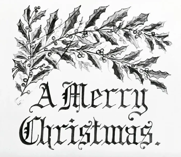 Framed Print : Merry Christmas Greeting with Holly Leaves Framed Print : Merry Christmas Greeting with Holly Leaves