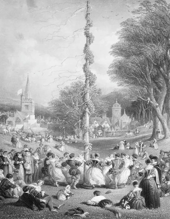 Framed Print : Merry Makers Dancing Around May Pole Framed Print : Merry Makers Dancing Around May Pole