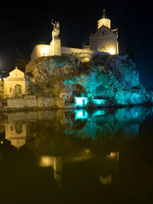 Framed Print : Metekhi Church by Kura river at nght, Tbilisi, Georgia