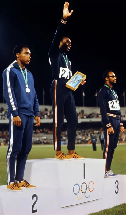 Framed Print : One Hundred Meter Dash Winners Posing on the Podium