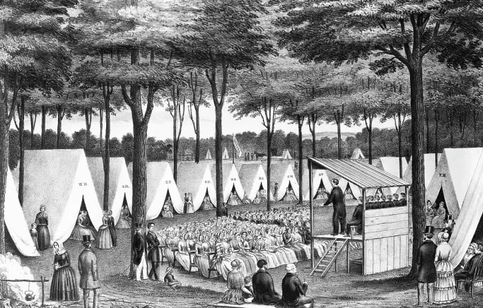 Framed Print : Methodist Camp Meeting 1850 Framed Print : Methodist Camp Meeting 1850