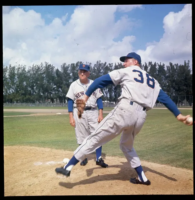 Framed Print : Mets Manager Casey Stengel with Pitcher Roger Craig During Training Framed Print : Mets Manager Casey Stengel with Pitcher Roger Craig During Training