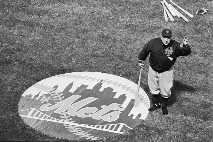 Framed Print : Mets Manager Casey Stengel Waves Near Mets Emblem Framed Print : Mets Manager Casey Stengel Waves Near Mets Emblem