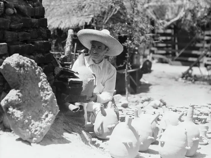 Framed Print : Mexican American Wine Jug Maker