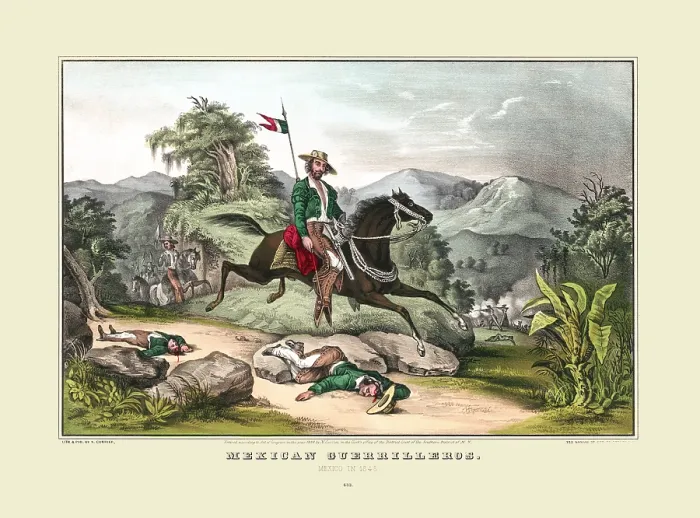 Framed Print : Mexican guerrilleros. Mexico in 1848 Framed Print : Mexican guerrilleros. Mexico in 1848