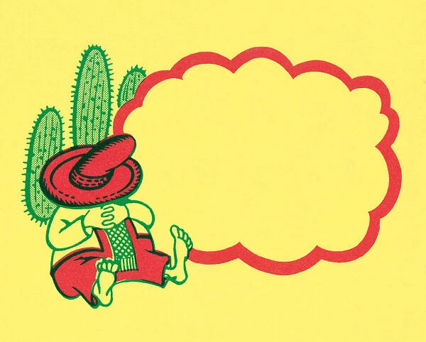 Mexican Resting on a Cactus and Border